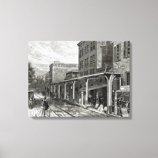 Lienzo Ferrocarril elevado en Greenwich Street, Nueva Yor (Anverso)