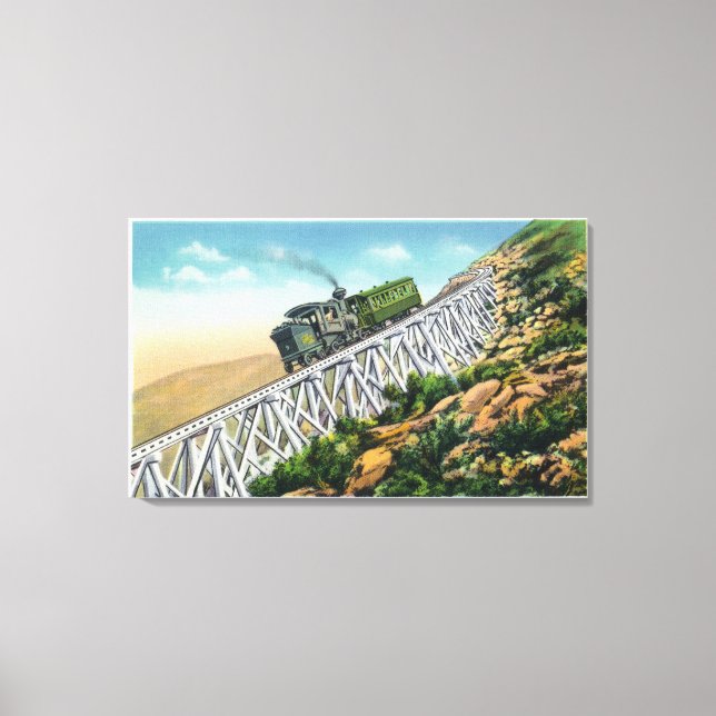 Lienzo Ferrocarril Mt Washington Cog, el líder de Jacob (Anverso)