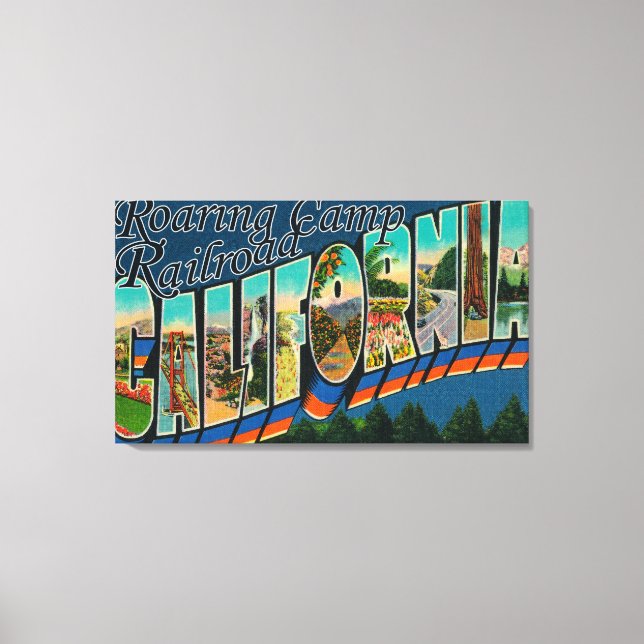 Lienzo Ferrocarril Roaring Camp, CA - Escenas de letras g (Anverso)