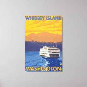 Lienzo Ferry and Mountains - Isla Whidbey, Washington