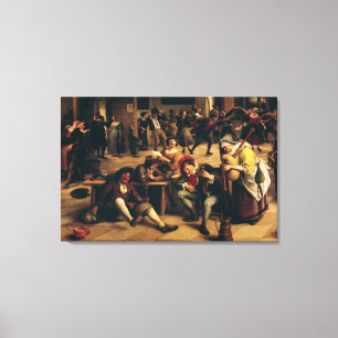 Lienzo Festeje en un mesón, detalle del grupo central