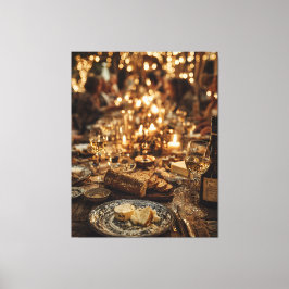 Lienzo Festín de Vino y Pan con Velas