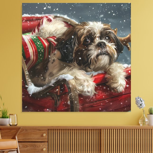 Lienzo Festividad de los Navidades de perro de Shih Tzu (Insitu (Sala de estar))