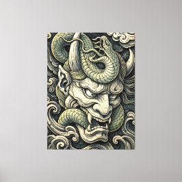Lienzo Fierce Horned Demon Serpent Storm Pop Art