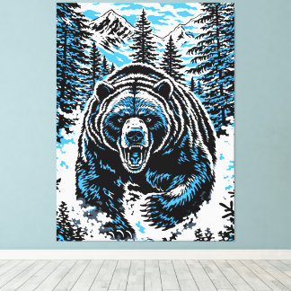 Lienzo Fierce Wilderness Bear Roar Illustration