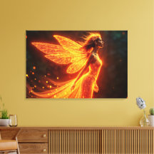 Fiery hada chica alas rojas brillantes lindo neón