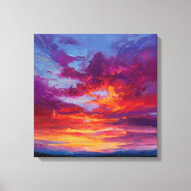 Lienzo Fiery Orange Purple Abstract Landscape Canvas Prin (Anverso)