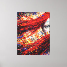 Lienzo Fiery Red Hair Woman Abstract Portrait Impasto
