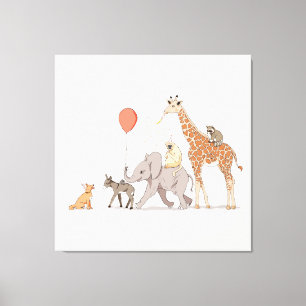 Lienzo Fiesta de animales perro de cumpleaños de guarderí