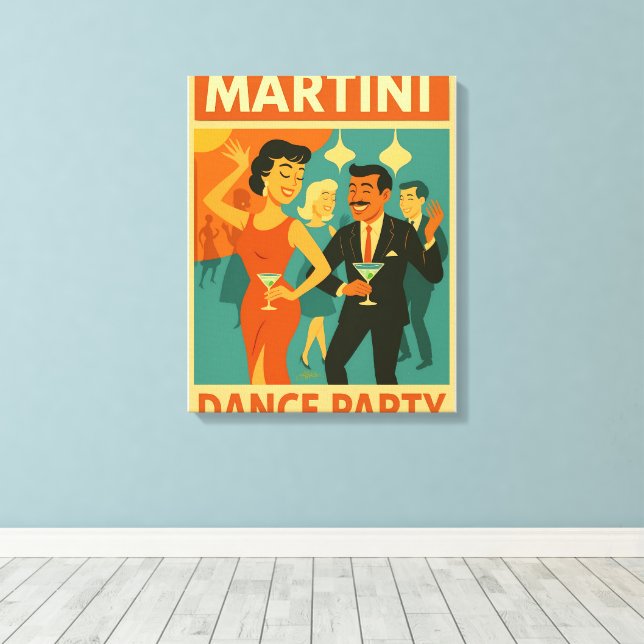 Lienzo Fiesta de baile Martini de mediados de siglo (Insitu (piso de madera))