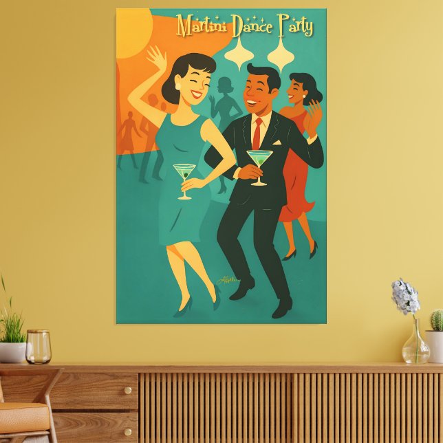 Lienzo Fiesta de baile Martini de mediados de siglo (Insitu (Sala de estar))