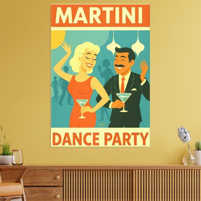 Lienzo Fiesta de Baile Martini de Mitad de Siglo (Insitu (Sala de estar))