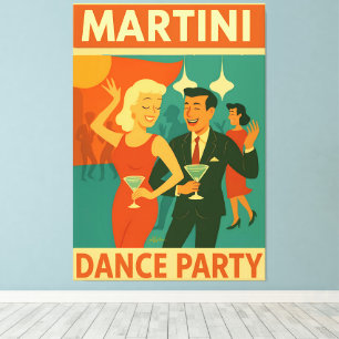 Lienzo Fiesta de Baile Martini de Mitad de Siglo