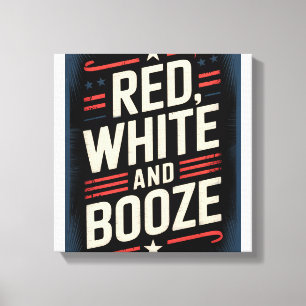 Lienzo Fiesta de Bebidas del 4 de Julio Rojo Blanco y B