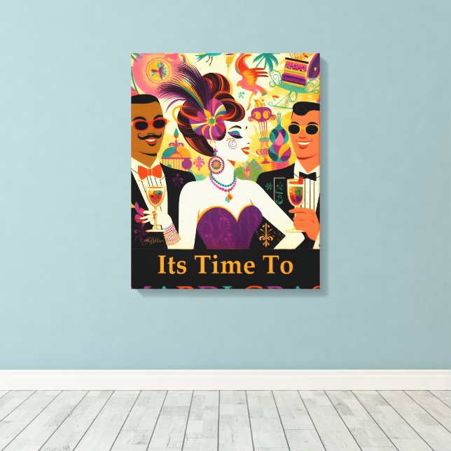 Lienzo Fiesta de cócteles de Mid Century Mardi Gras (Insitu (piso de madera))