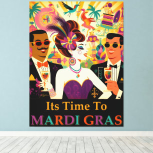 Lienzo Fiesta de cócteles de Mid Century Mardi Gras