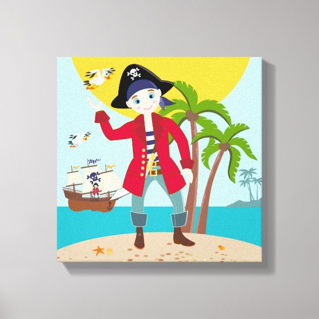 Lienzo Fiesta de cumpleaños de niño pirata (Anverso)