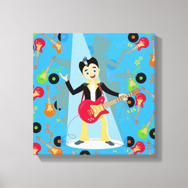 Lienzo Fiesta de cumpleaños de Rock Star Boy (Anverso)