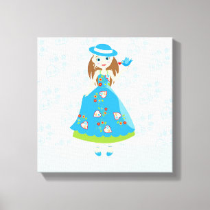 Lienzo Fiesta de cumpleaños del chica romántico