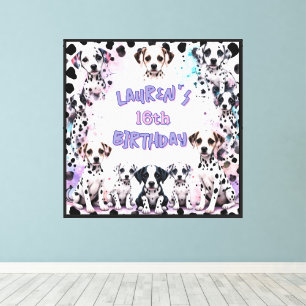 Lienzo Fiesta de Cumpleaños Personalizada de Dálmata Mora