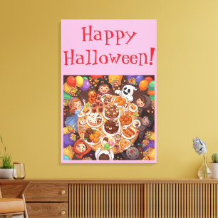 Lienzo Fiesta de Halloween para niños