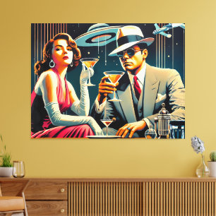 Lienzo Fiesta de Martini de Gangster de la Era Espacial d