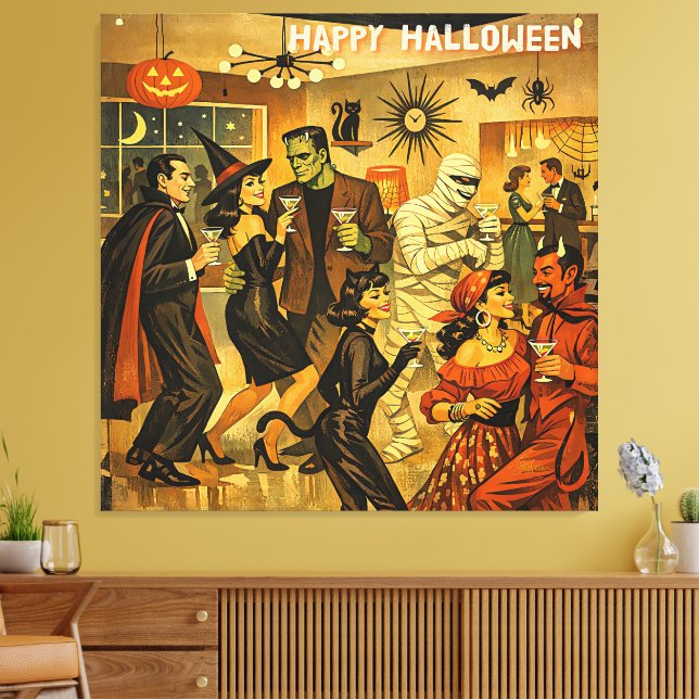 Lienzo Fiesta de Martini de Halloween Retro de la Mitad d (Insitu (Sala de estar))