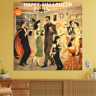 Lienzo Fiesta de Martini de Halloween Retro de Mediados d