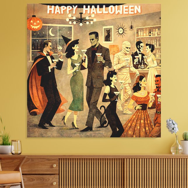 Lienzo Fiesta de Martini de Halloween Retro de Mediados d (Insitu (Sala de estar))
