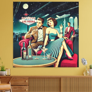 Lienzo Fiesta de Martini de Las Vegas de la Era Espacial