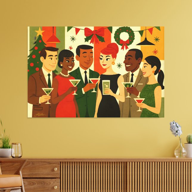 Lienzo Fiesta de Navidad de oficina de cóctel de mediados (Insitu (Sala de estar))