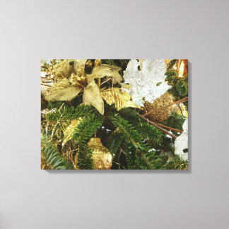 Lienzo Fiesta del Árbol de Navidad Plateado y Oro II