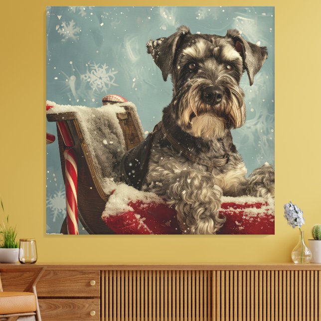 Lienzo Fiesta Navideña del Perro Schnauzer (Insitu (Sala de estar))