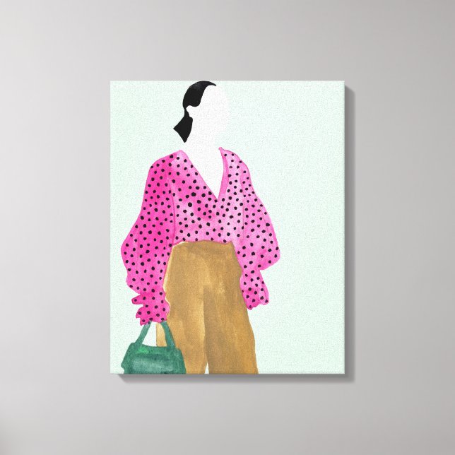 Lienzo Figura de la moda de pie - Punto Polka superior (Anverso)
