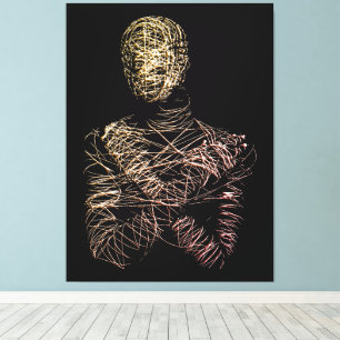 Lienzo Figura Humana en Movimiento Abstracto en Alambre