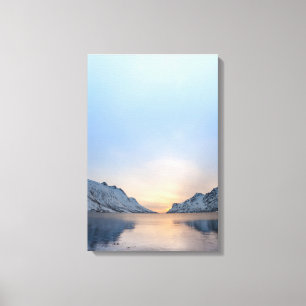 Lienzo Fiordo noruego en foto del paisaje invernal