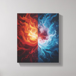 Lienzo Fire and Ice Abstract Elemental Dualism Art