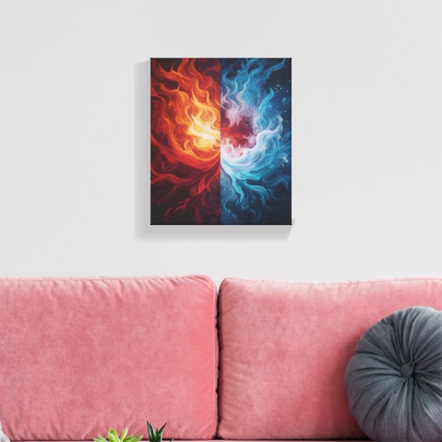 Lienzo Fire and Ice Abstract Elemental Dualism Art (Insitu (Sala de estar))