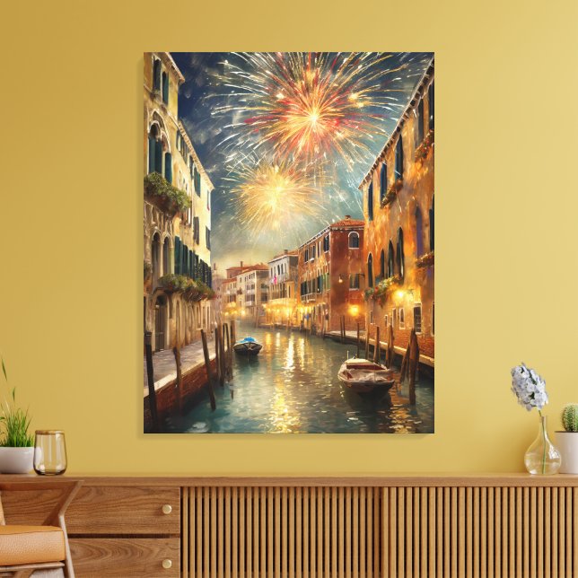 Lienzo Fireworks over Venice Canvas Wall Art (Insitu (Sala de estar))