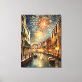 Lienzo Fireworks over Venice Canvas Wall Art