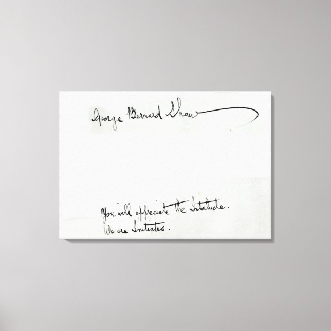 Lienzo Firma de George Bernard Shaw (Anverso)