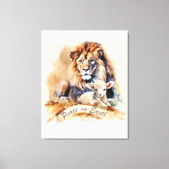 Lienzo Firma de Navidades de león y cordero (Anverso)