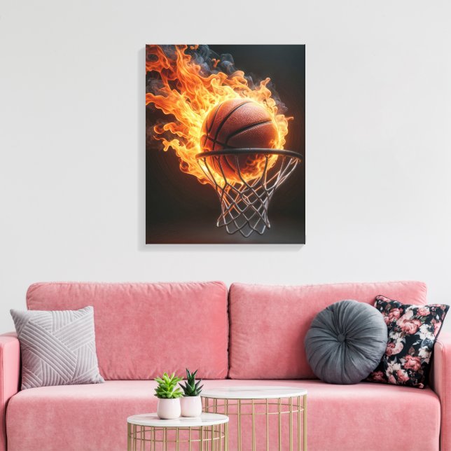 Lienzo Flamando el baloncesto en el aro (Insitu (Sala de estar))