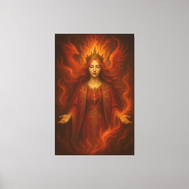 Lienzo Flame Queen of Eternal Fire – Fire Goddess with Cr (Anverso)