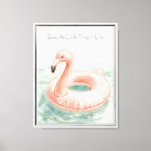 Lienzo Flamenco Rosa de Piscina Disfruta las Pequeñas Cos