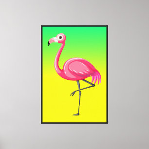 Lienzo Flamenco Rosa en Estilo de Dibujos Animados