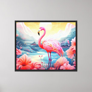 Lienzo Flamenco Tropical con Flores