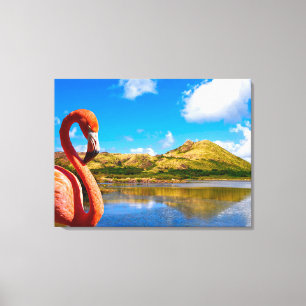 Lienzo Flamingo caribeño en lona de St kitts