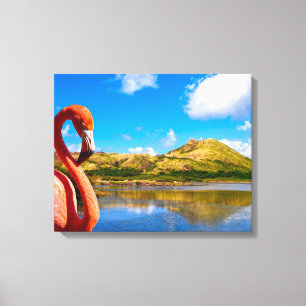 Lienzo Flamingo caribeño en lona de St kitts