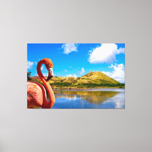 Lienzo Flamingo caribeño en St kitts Triptych (Anverso)